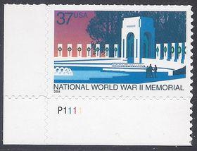 #3862 37c National World War II Memorial P# 2004 Mint NH