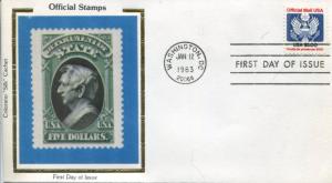US FDC Scott #O133  $5.00 Official Mail. Colorano Silk Cachet. Free Shipping.