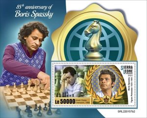 Sierra Leone - 2022 Boris Spassky Chess - Stamp Souvenir Sheet - SRL220157b2