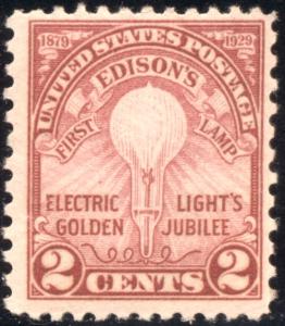SC#655 2¢ Edisons Light Bulb MNH  