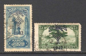 FRANCE MOROCCO AFRIKAKORP OCCUPATION FELDPOST OVERPRINT x2 #1 POSTALLY USED