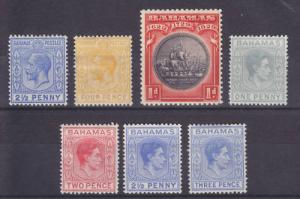 Bahamas Sc 51/105A MLH. 1912-43 issues, 7 diff F-VF