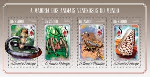 SAO TOME E PRINCIPE 2014 SHEET POISONOUS ANIMALS st14615a