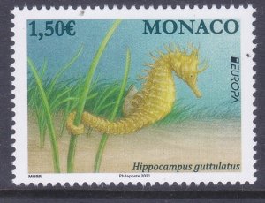 Monaco 3050 MNH 2021 EUROPA Hippocampus Guttulatus (Seahorse) Issue
