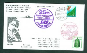 Japan.  Flight Cover 1982. SAS DC-10. SAS Polar Route 25 Year. Multi Franking