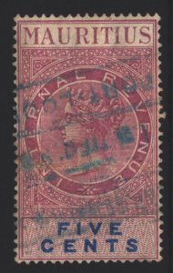 Mauritius Revenue QV 5c Used