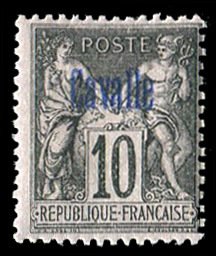 French Colonies, French Offices in Turkey - Cavalle #3a Cat$160, 1893 10c bla...