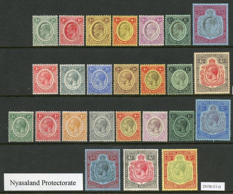 NYASALAND PROTECTORATE 1908/53   LOT OF 90 DIFFERENT MINT HINGED STAMPS AS SHOWN