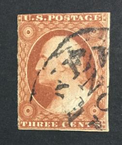 US #10 ORANGE BROWN IMPERF USED $200 LOT #5347