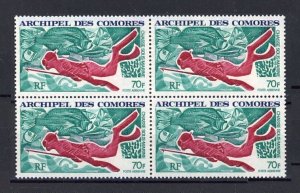 Comoro Islands 1972 Airmail, Underwater Spear-fishing (1v Cpt, B/4) MNH CV$36