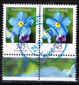Germany 2017, Sc.#2986 used pair. Flower: Forget-me-not (Myosotis sylvatica)