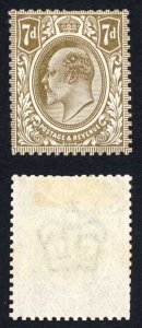 KEVII 1910 7d Colour Trial in Olive on Wmk Paper Cat from 10000 pounds
