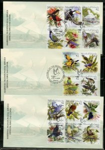 MARSHALL ISLANDS 2008  BIRDS SET ON FIVE FIRST DAY COVERS  