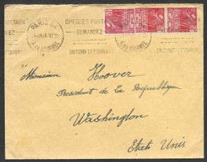 Doyle's_Stamps: 1931 French Postal History Cover to President Herbert Hoover