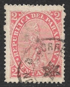 PARAGUAY 1881 2c Dull Orange Red Lion Sc 15a VFU