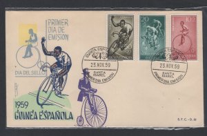 Spanish Guinea #B55-57  (1959 Cycling set) on unaddressed cachet FDC #2