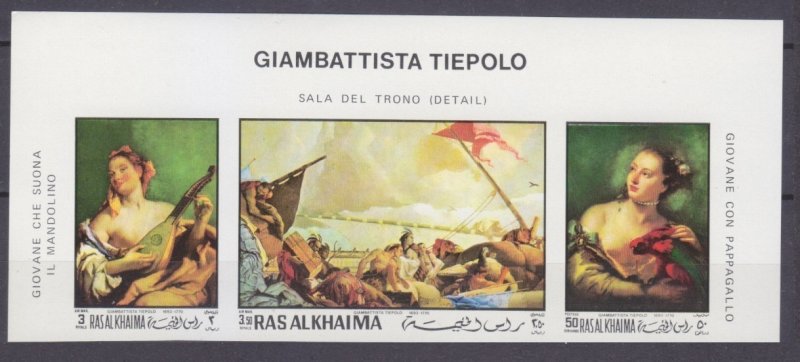 1970 Ras Al Khaima 369,371,373bstrip+Tab Artist / Mandolin Tiepolo 12,00 €