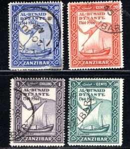 Zanzibar #218-221  F/VF, Used, CV $10.90   ....   7130035