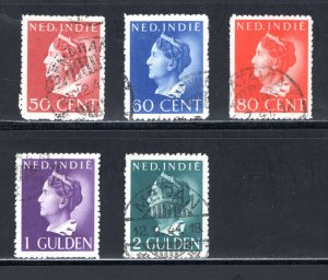 Netherlands Indies #242-246   VF, Used, Partial Set, CV $9.00 ....  4220124