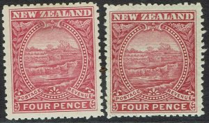 NEW ZEALAND 1898 PICTORIAL 4D - 2 SHADES NO WMK