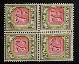 ZA0029a1 - AUSTRALIA  - REVENUE STAMP - SG # Tax Due D126 Block of 4 -  MINT MNH