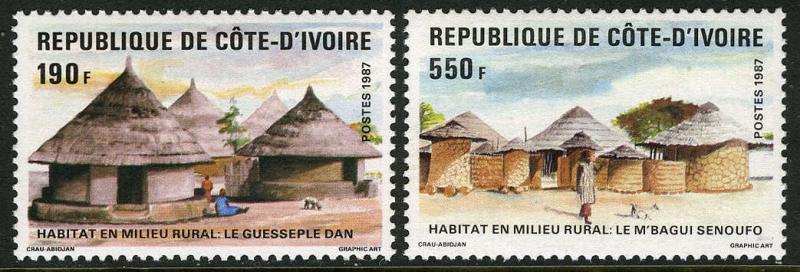 Ivory Coast 828-29,MI 942-3,MNH.Rural Housing:Guesseple Dan,M'Bagui Senoufo,1987