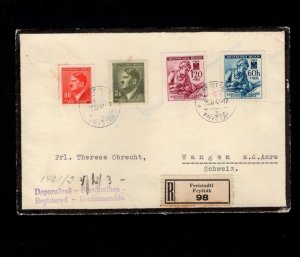 Germany WWII Registered Censor Bohemia Moravia Death Cover and Insert 1942 10f