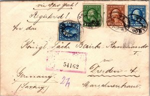 1915 New Orleans LA USA Registered Foreign Mail Cover To Dresden Germany