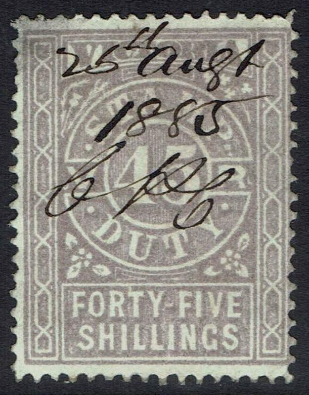 VICTORIA 1884 STAMP DUTY 45/- FISCAL USED 