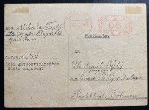 1942 Germany Postcard Cover Mauthausen Bayreuth Concentration KZ Sub Camp Czech