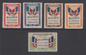 Dominican Republic Sc C57-C61 MNH. 1946 National Anthem, complete set, fresh, VF