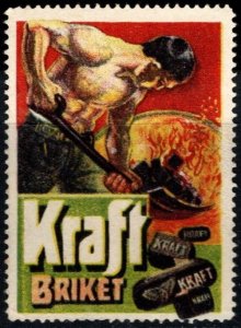 Vintage Germany Poster Stamp Kraft Charcoal Briquettes