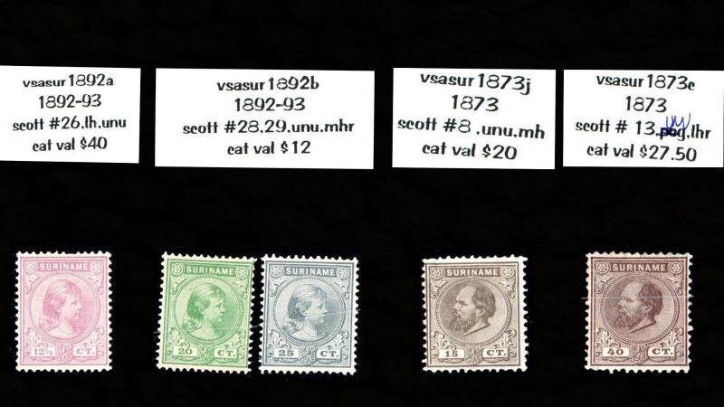 VINTAGE: SURINAM ASSORTMENT USD,OG,NH SCOTT  $514 EST LOT # 1600