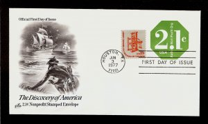 FIRST DAY COVER #U578 Auth Non-Profit 2.1c Stamped Envelope ARTCRAFT FDC 1977