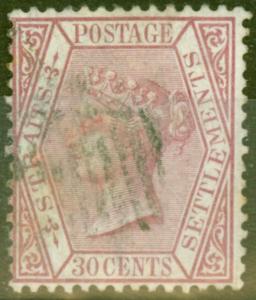 Straits Settlements 1872 30c Claret SG17 Fine Used