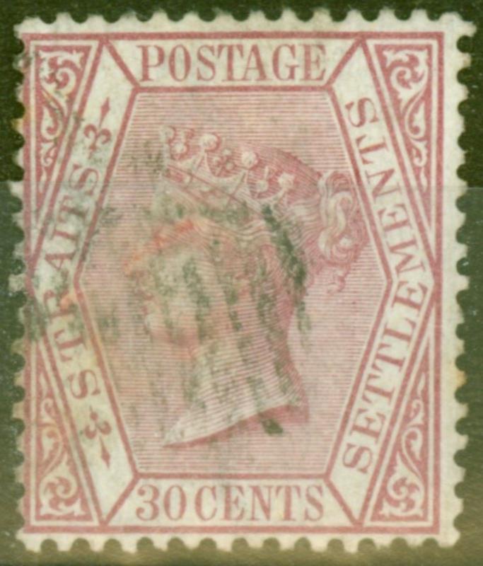 Straits Settlements 1872 30c Claret SG17 Fine Used