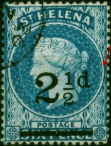 St Helena 1883 2 1/2d Ultramarine SG40Var 'Plate Flaw' V.F.U