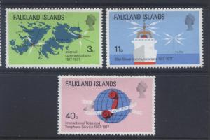 Falkland Is.- Scott 257-59 - Telecommunications - 1977- MVLH - Set of 3 Stamps