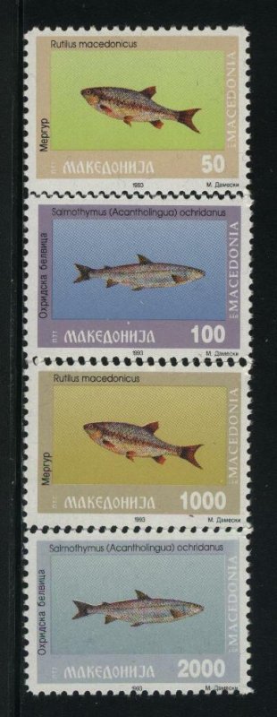 Macedonia MNH Sc 8-11 Fishes