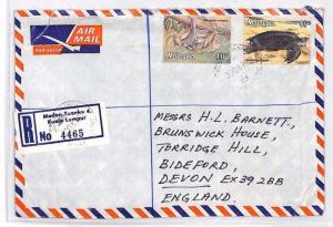 BP144 1982 MALAYSIA *Medan Tuanku* Registered Commercial Airmail Cover Devon