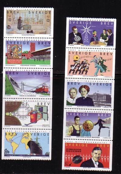 Sweden Sc 2300-8 1998 Millennium stamp set mint NH