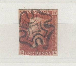 GB QV 1841 1d Red Imperf Maltese Cross VFU J9872