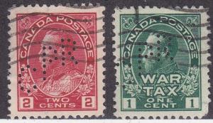 Canada Two Perfin Stamps