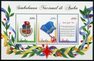 Aruba Flags Stamps 2016 MNH National Symbols Coat of Arms Anthem Heraldry 3v M/S