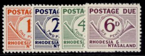 RHODESIA & NYASALAND QEII SG D1-D4, 1961 POSTAGE DUE set, NH MINT. Cat £13.