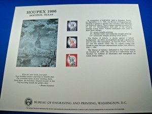 PHILATELIC SOUVENIR CARD - 1986 - HOUPEX 1986 - SCOTT #SC114