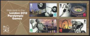 Great Britain Sc 3076 2012 Paralympics stamp sheet mint NH