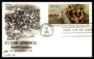 US UX90 Eutaw Springs Artcraft U/A FDC Postal Card