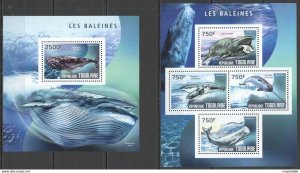 2014 Togo Fauna Fish & Marine Life Whales Baleines Kb+Bl ** Tg477