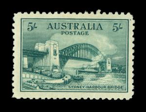 AUSTRALIA 1932  Sydney Harbor Bridge   5sh gray green  Scott # 132  mint MLH  VF